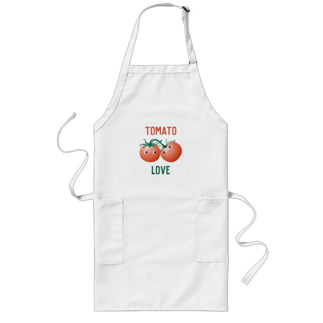 Tomato Love with super cute tomato couple  Long Apron (Front)