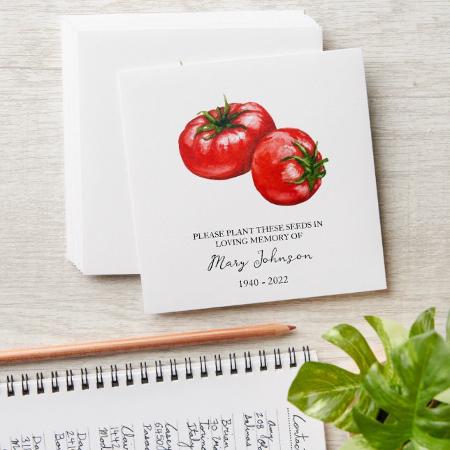 Tomato Memorial Funeral Seed Envelope (Stacked)