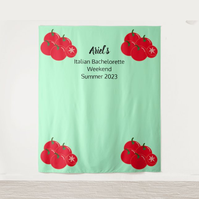 Tomato & Mint Summer Bachelorette Wedding Backdrop (Front)