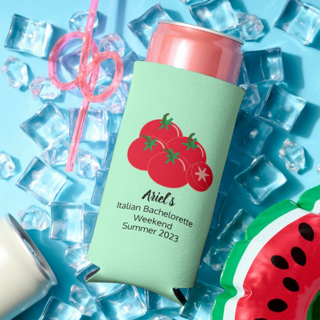 Tomato & Mint Summer Bachelorette Wedding Weekend Seltzer Can Cooler (In Situ Summer)