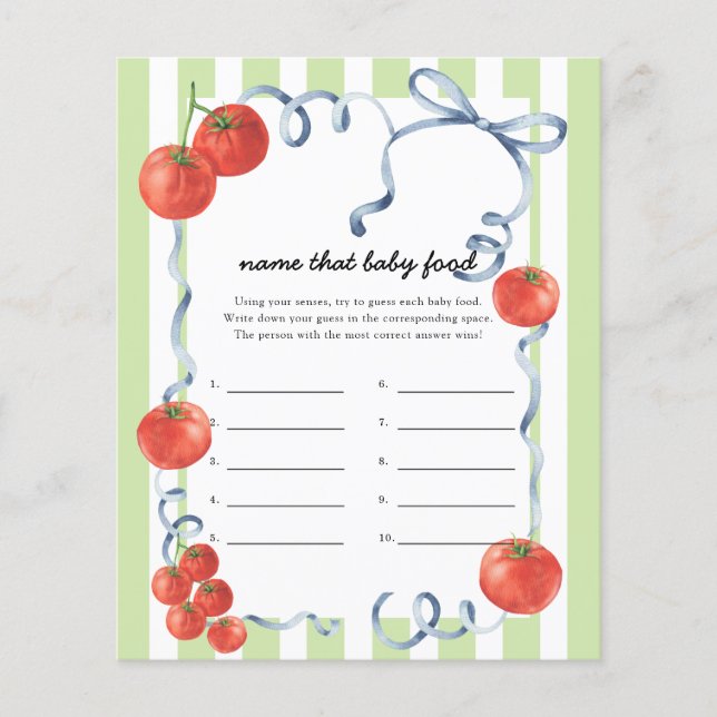 Tomato - Name that baby Food shower game (Front)