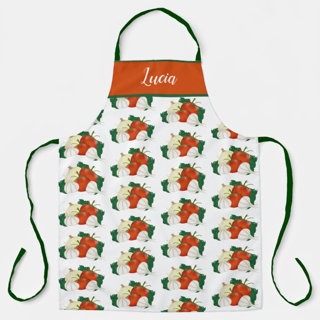 Tomato Onion Pepper Salsa Personalized Apron (Front)
