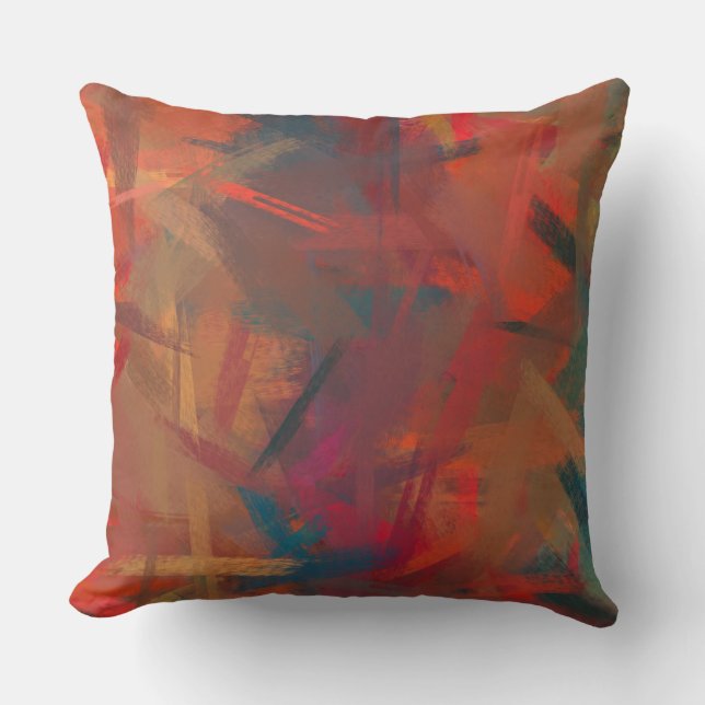 Tomato Orange Abstract Throw Pillow (Front)