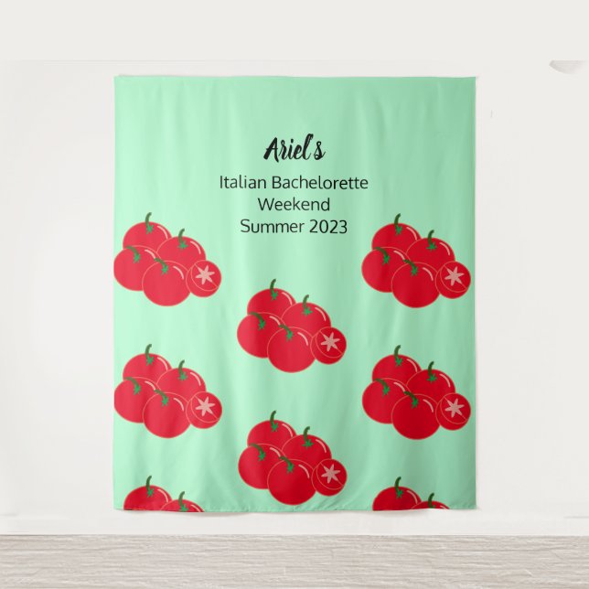 Tomato Pattern Bachelorette Party Wedding Backdrop (Front)