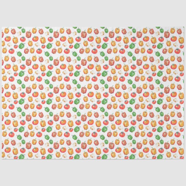 Tomato Peppers Onion Hand-Drawn Foodie Tissue Paper (Front)