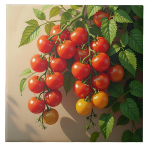 Tomato Plant Gardening Themed Summer Vibes Ceramic Tile