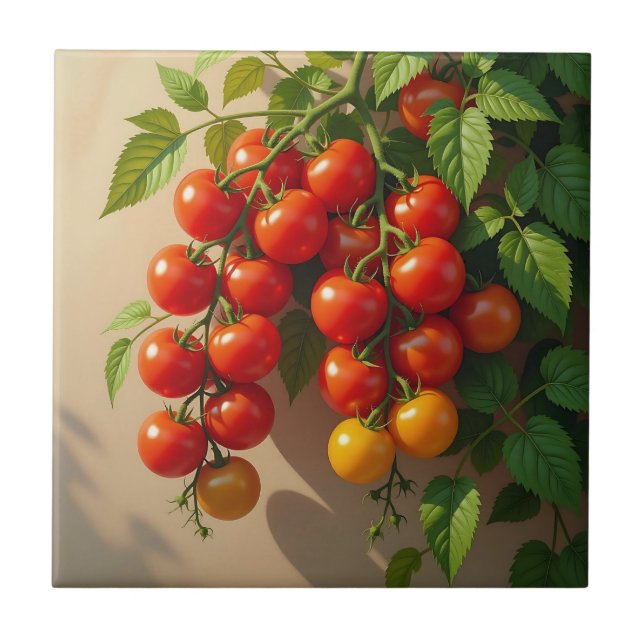 Tomato Plant Gardening Themed Summer Vibes Ceramic Tile (Front)