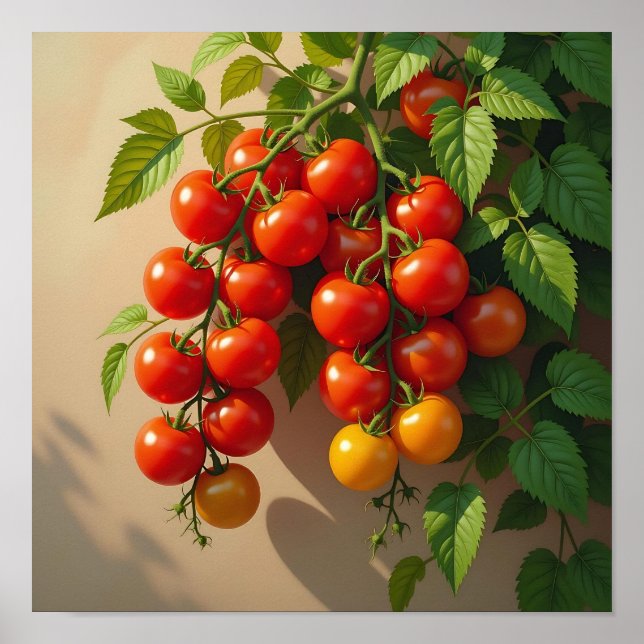 Tomato Plant Gardening Themed Summer Vibes Poster (Front)