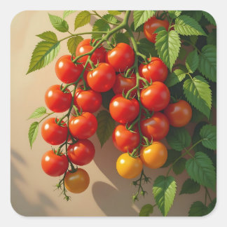 Tomato Plant Gardening Themed Summer Vibes Square Sticker