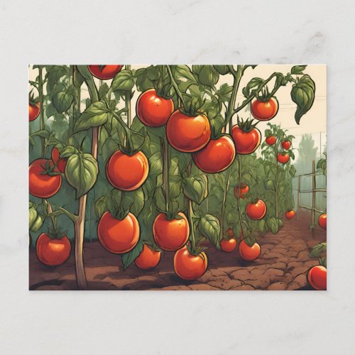 Tomato Plants with Red Ripe Tomatoes in the Garden Postcard