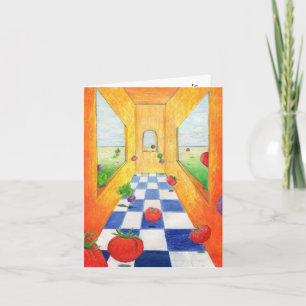 Tomato Radish Kitchen Note card Checkered Floor