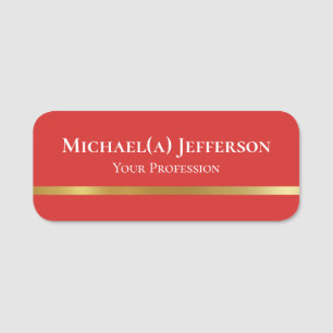 Tomato Red and Luxury Gold Fashion Name Tag