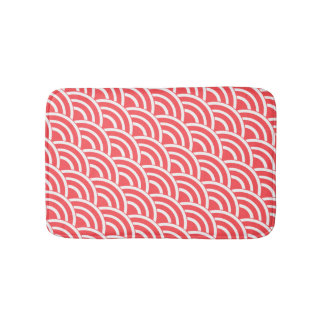 Tomato red and white deco bath mat