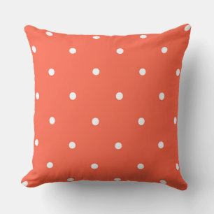 tomato red and white dots throw pillow