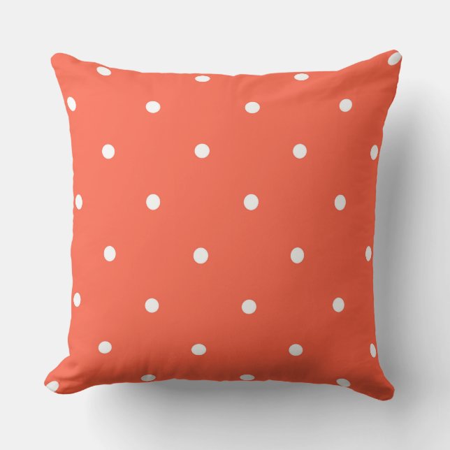 tomato red and white dots throw pillow (Front)