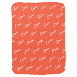 Tomato Red Custom Kids Name Repeat Baby Blanket