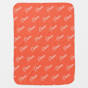 Tomato Red Custom Kids Name Repeat Baby Blanket