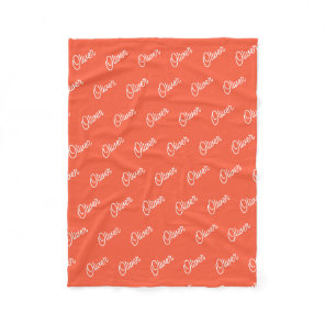 Tomato Red Custom Kids Name Repeat Fleece Blanket