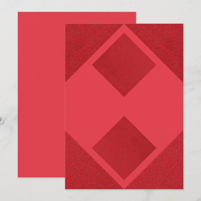 Tomato Red Diamond Block Invitation – Customizable (Front/Back)