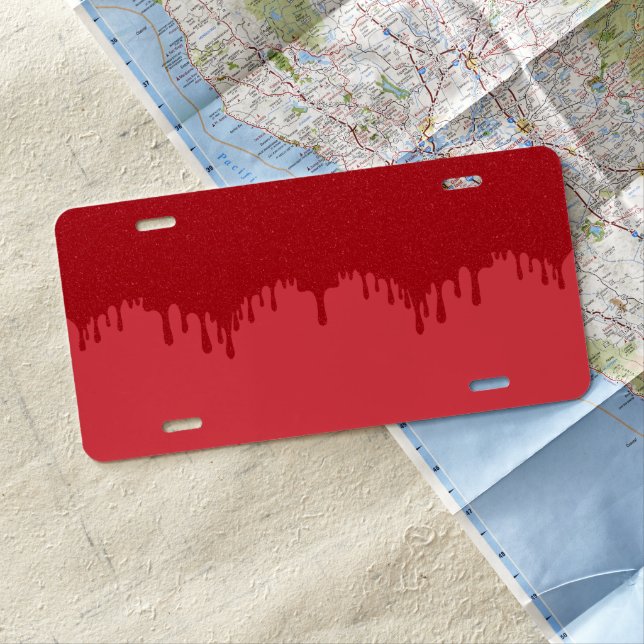 Tomato Red Drip Front License Plate – Customizable (In Situ)