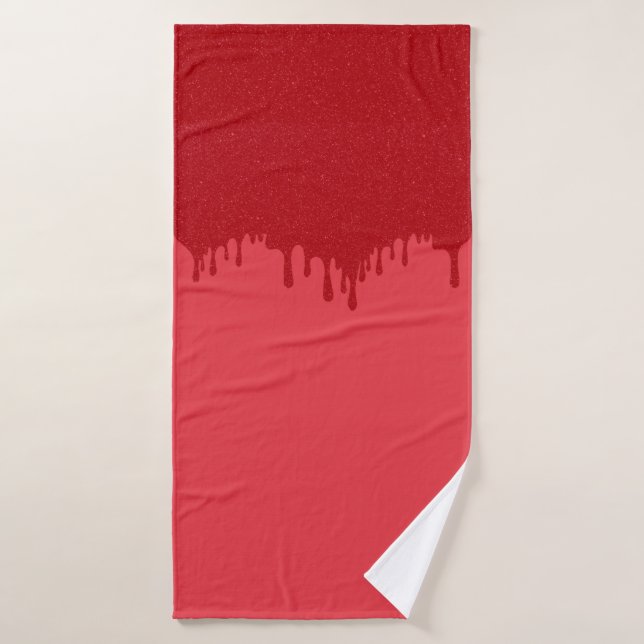 Tomato-Red Drip Luxe Bath Towel – Customizable (Bath Towel)