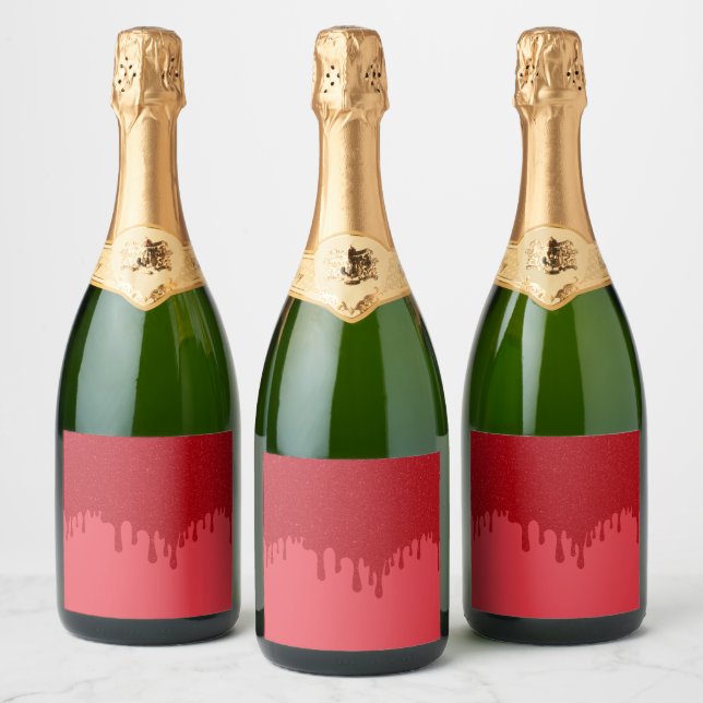 Tomato Red Drip Wine Bottle Labels – Customizable (Bottles)