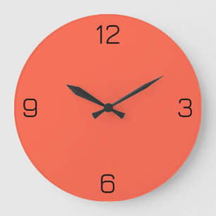 Tomato Red FF6347 Color with Add Your Name Option Large Clock