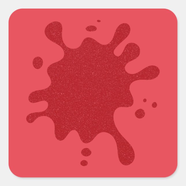 Tomato Red Glitter Splash Square Stickers (Custom) (Front)