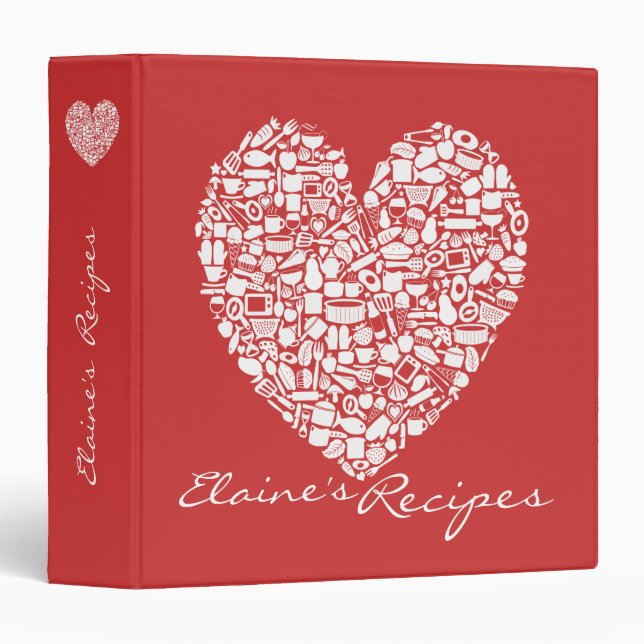 Tomato Red Heart Recipe Personalized Name Binder (Front/Spine)