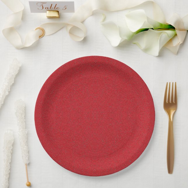 Tomato Red Noise Texture Party Plate – Customize (Wedding)