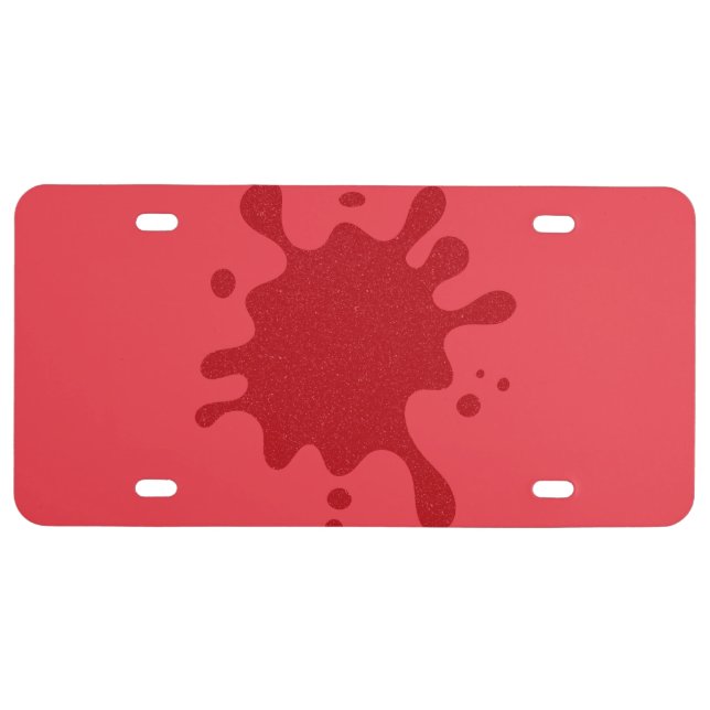 Tomato Red Paint Splash Custom License Plate (Front)