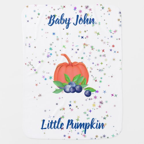  Tomato Red Pumpkin Blue Berries Twinkling Stars Baby Blanket