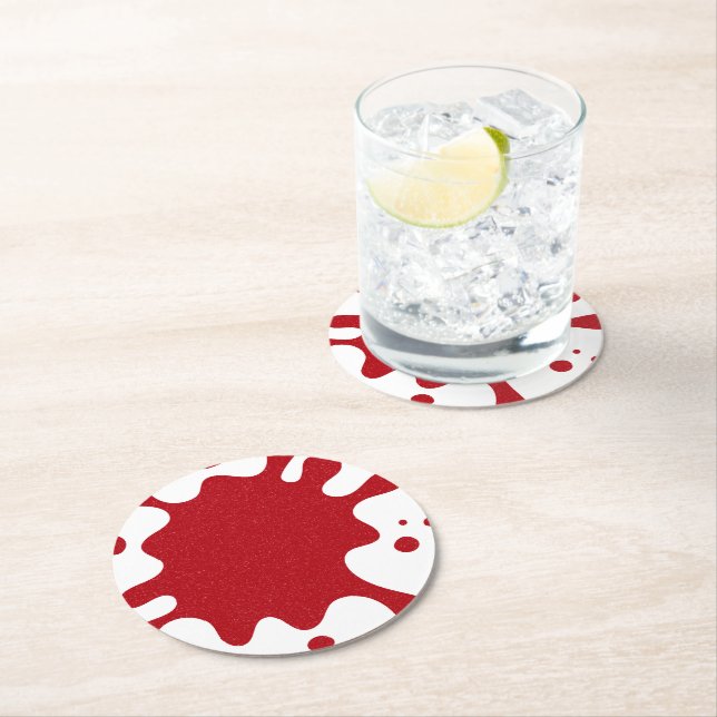 Tomato Red Splash Coaster – Customizable Design (Insitu)