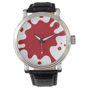 Tomato Red Splash on White Custom Watch