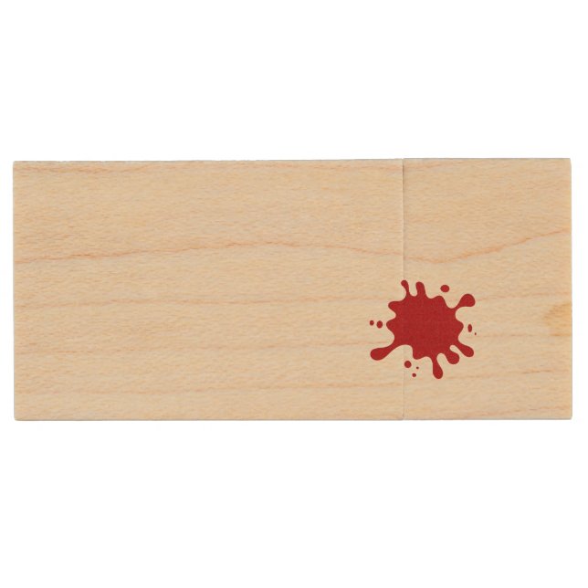 Tomato-Red Splatter Maple USB Drive – Customizable (Front)