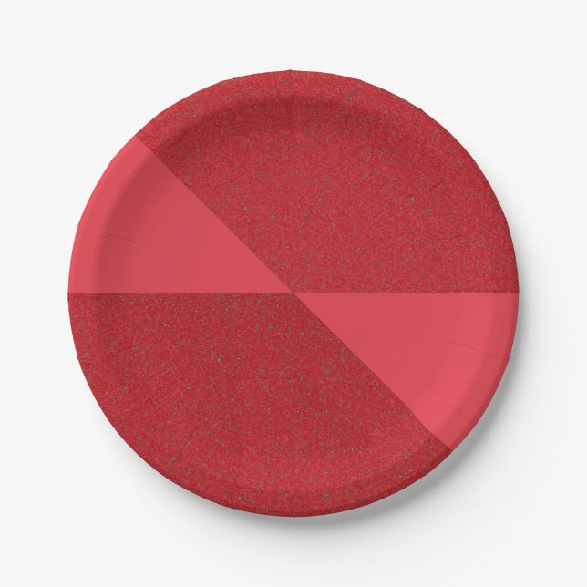 Tomato Red Split Texture Party Plate – Customize (Front)