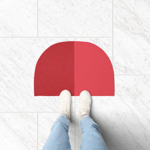 Tomato Red Split-Texture Semi-Circle Door Mat