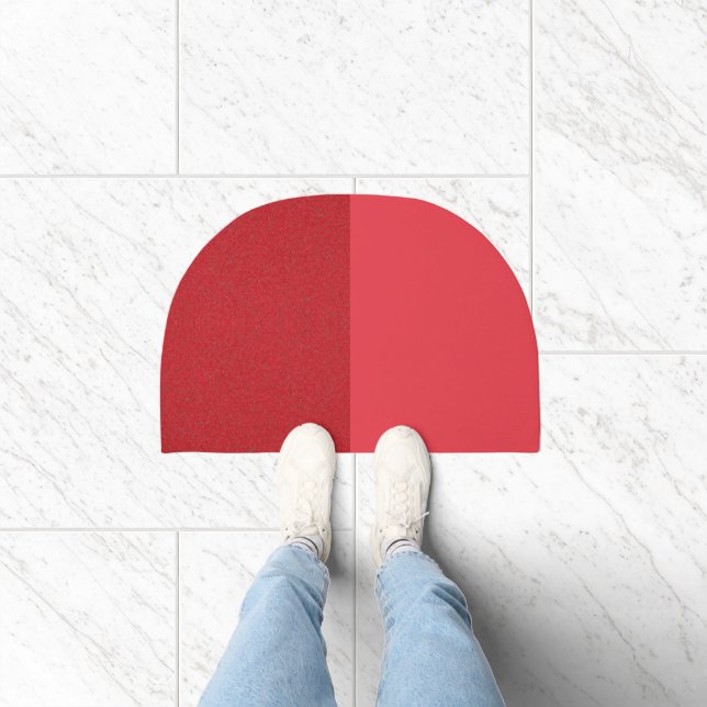 Tomato Red Split-Texture Semi-Circle Door Mat (Indoor)