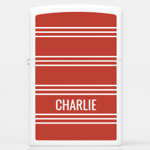 Tomato Red Stripes Pattern custom name lighter