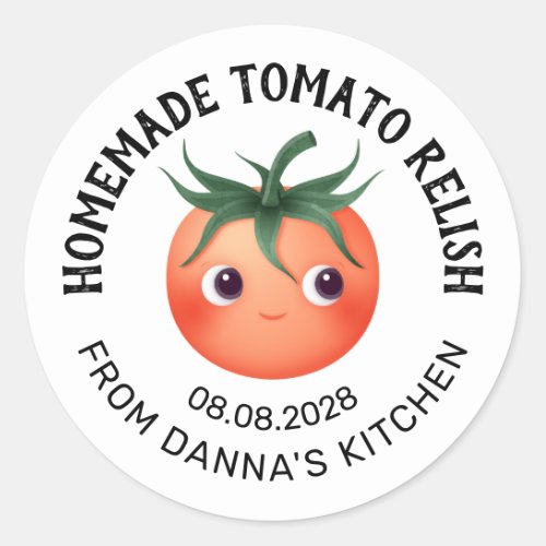 Tomato Relish canning label with baby tomato