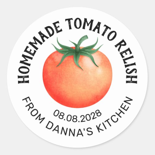 Tomato Relish canning label with red tomato design