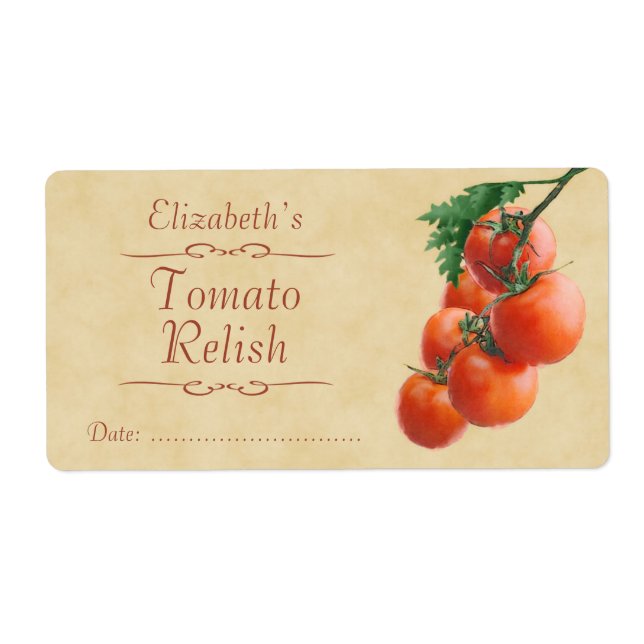 Tomato relish or canning label (Front)