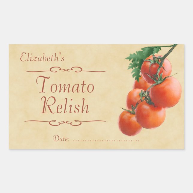 Tomato relish or canning rectangular sticker (Front)