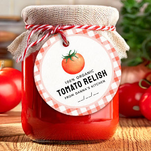 Tomato Relish with tomato and checkered pattern Favor Tags