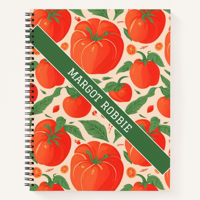 Tomato Retro Colorful Personalized Pattern Notebook (Front)