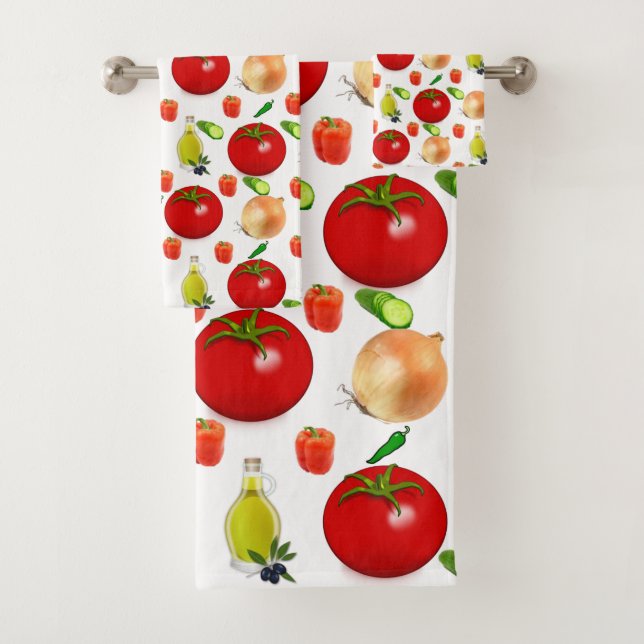 Tomato Salad Bathroom Towel Sets (Insitu)