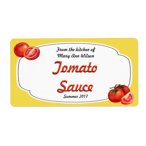 Tomato Sauce Canning Label