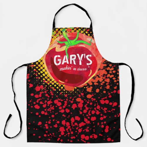 Tomato sauce splatter messy cook personalized apron