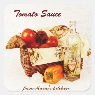 Tomato sauce - tomatoes in a basket square sticker