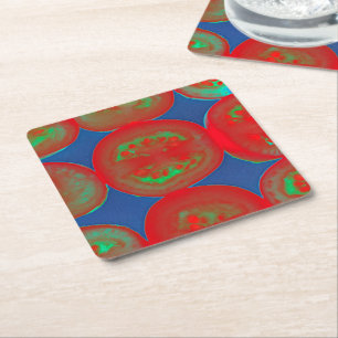 Tomato slices square paper coaster
